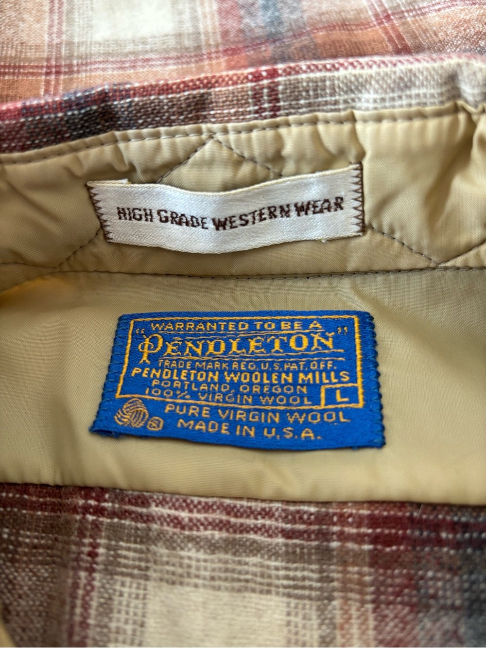 Pendleton snap Western L Lg 100% pure wool men’s long sleeve shirt. GREAT cond - Picture 8 of 12